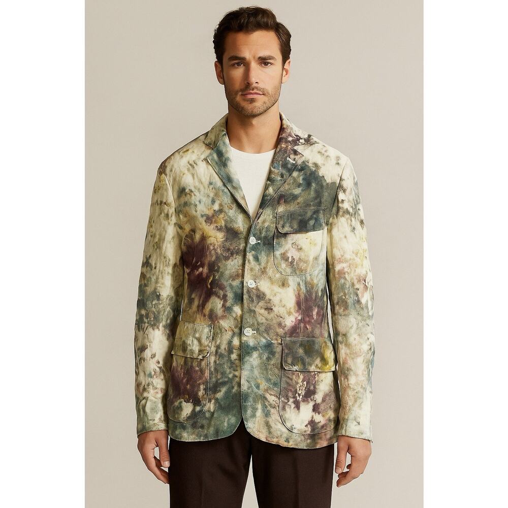 Polo Ralph Lauren Linen Art Dyed Blazer Jacket Men's Size 40 M Ice Dye Italy